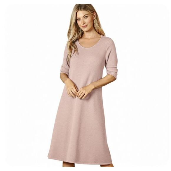 Eileen Fisher Dresses & Skirts - Eileen Fisher 100% Washable Merino Wool Sweater Shift Dress M Pale Pink Tunic